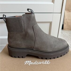 Madewell Taupe Suede Lug Sole Chelsea Booties